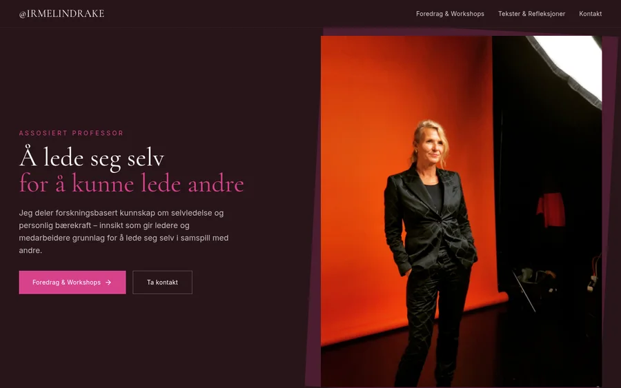 Skjermbilde av nettsiden til Irmelin Drake
