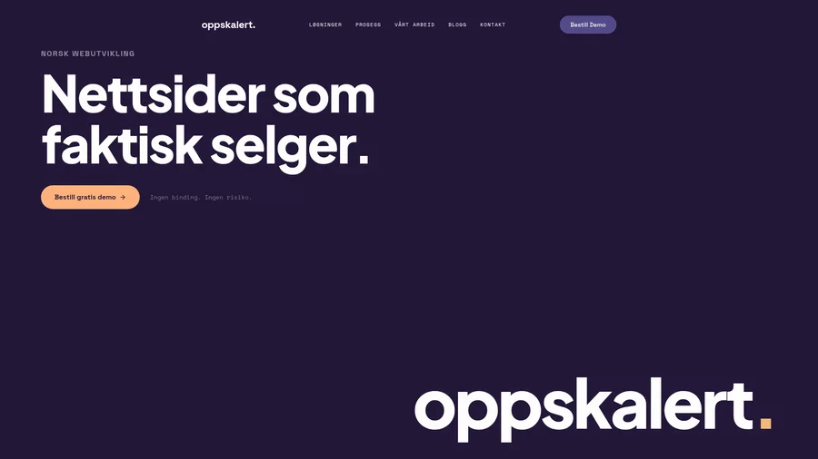 Skjermbilde av nettsiden til Oppskalert